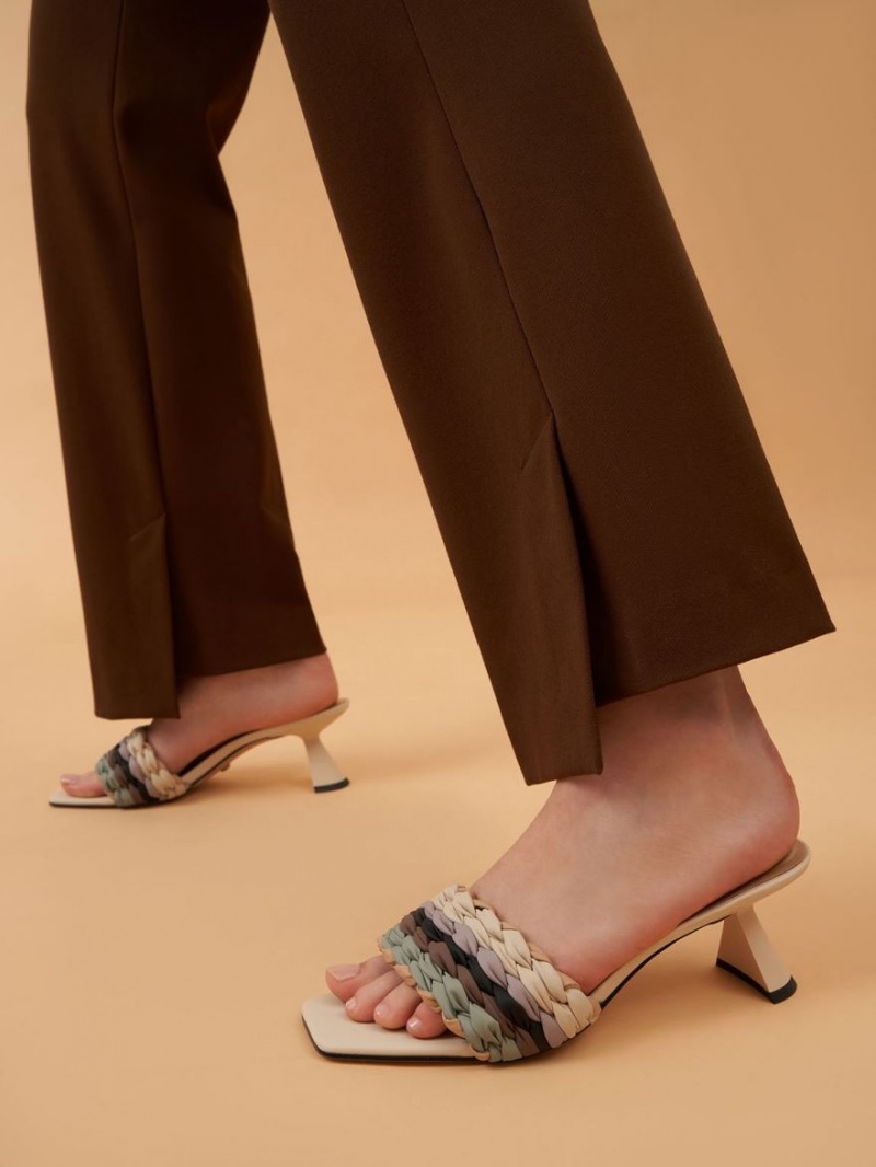 Sandale cu Toc Charles & Keith Plisat Sculptural Colorati | 365SQEMTK