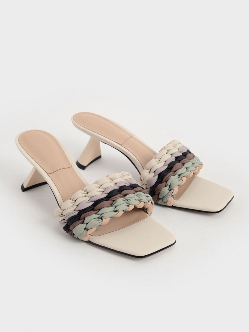 Sandale cu Toc Charles & Keith Plisat Sculptural Colorati | 365SQEMTK