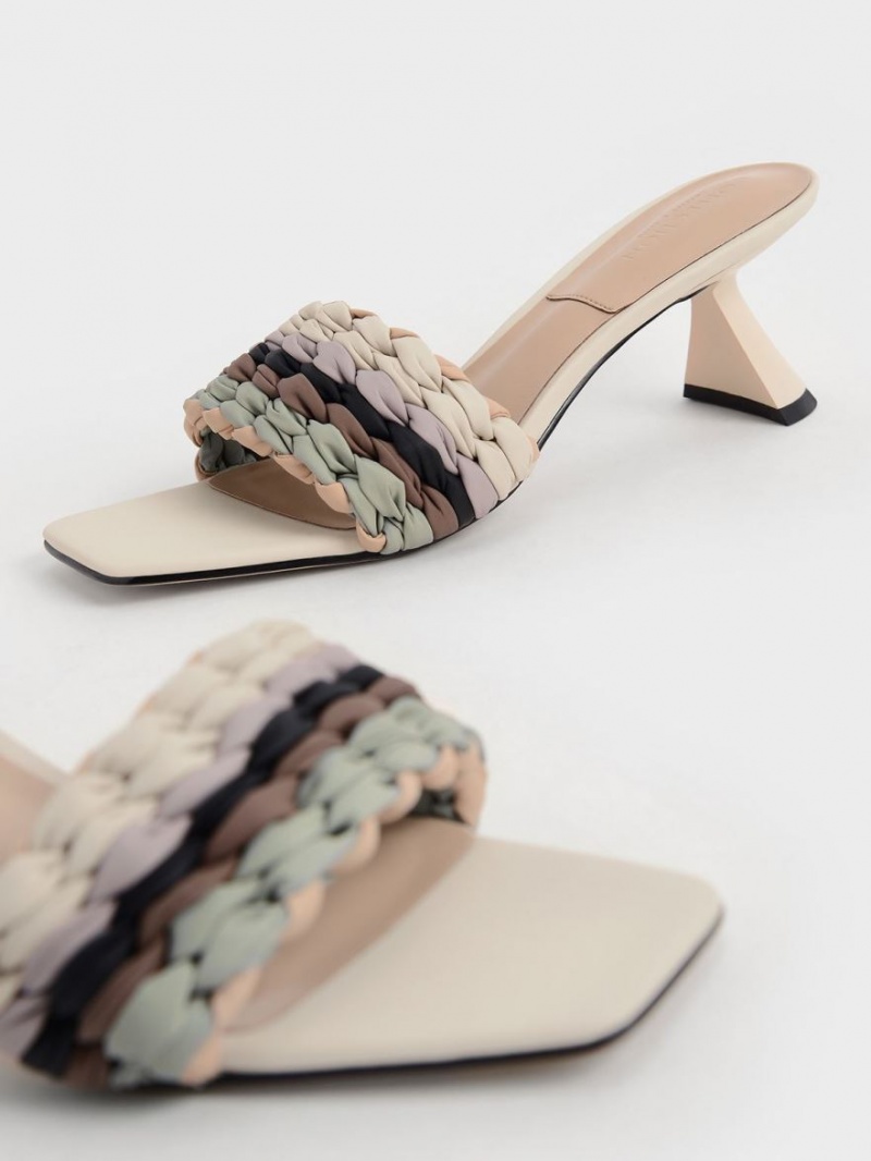 Sandale cu Toc Charles & Keith Plisat Sculptural Colorati | 365SQEMTK