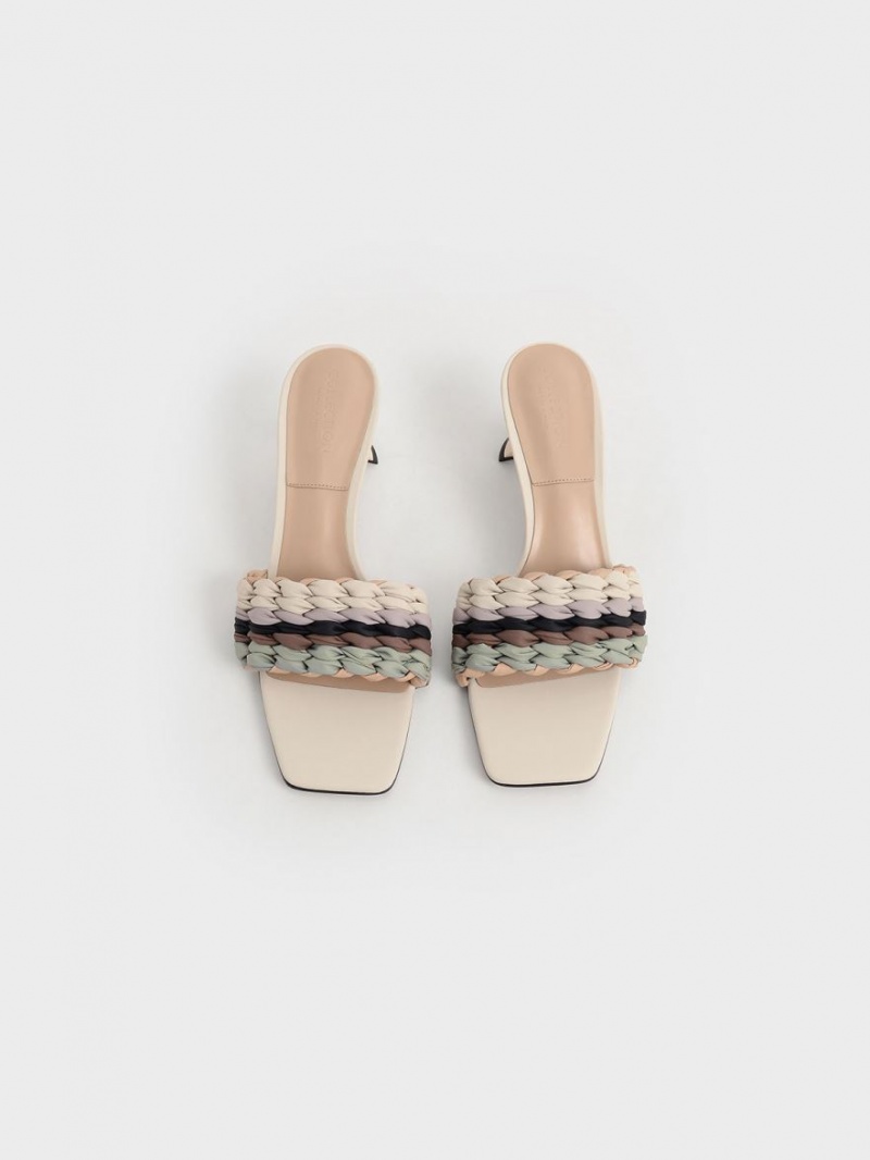 Sandale cu Toc Charles & Keith Plisat Sculptural Colorati | 365SQEMTK