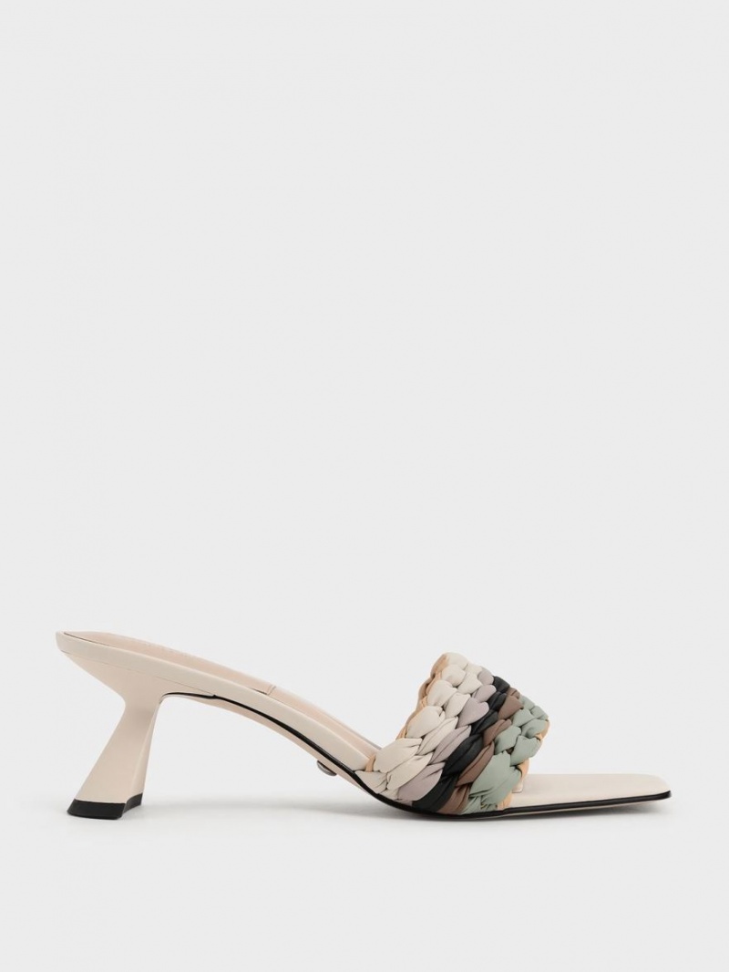 Sandale cu Toc Charles & Keith Plisat Sculptural Colorati | 365SQEMTK