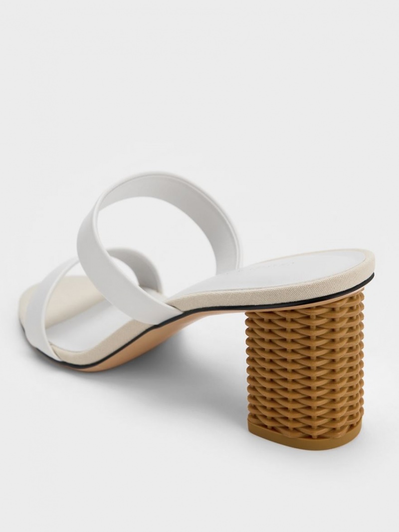 Sandale cu Toc Charles & Keith Rattan Block Albi | 208AVGFWC