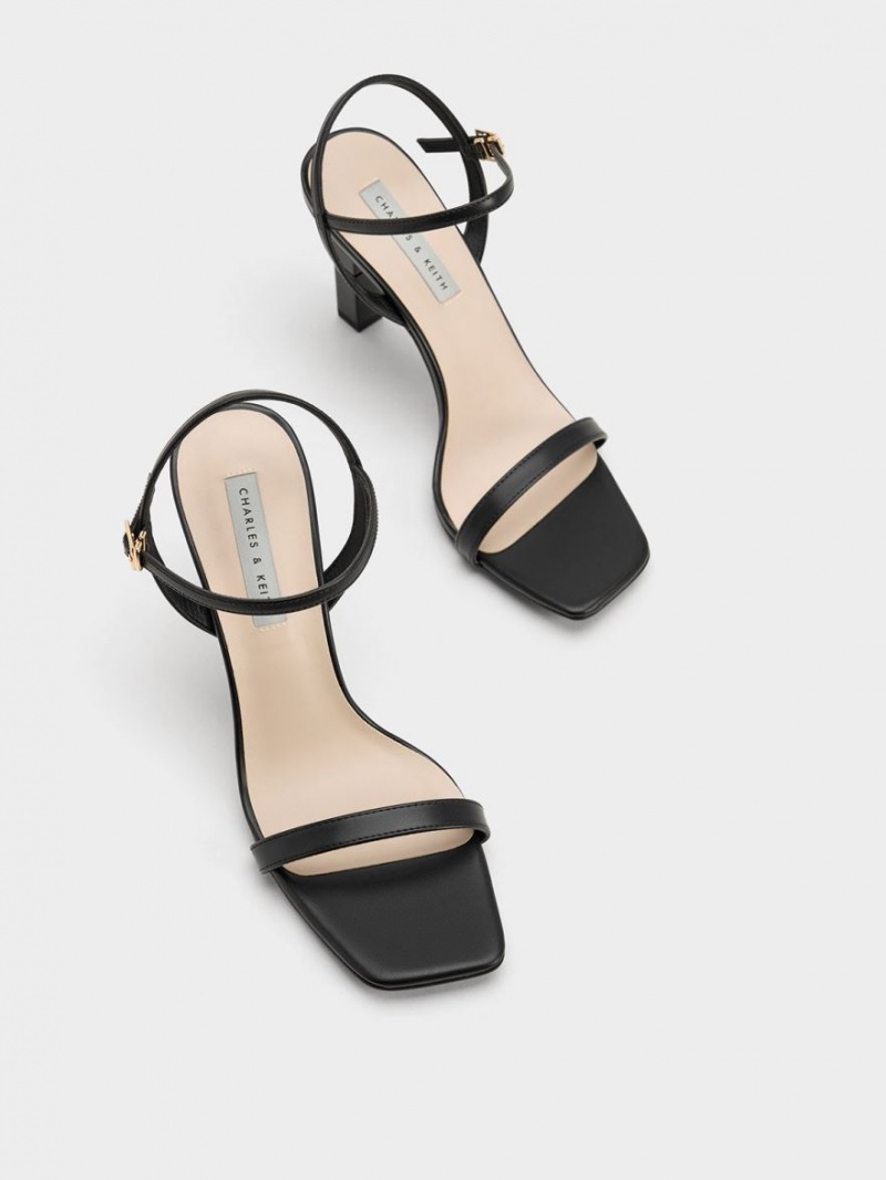 Sandale cu Toc Charles & Keith Sculptural Negrii | 084RYKBDF
