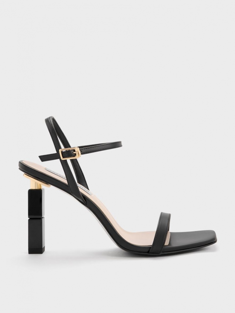 Sandale cu Toc Charles & Keith Sculptural Negrii | 084RYKBDF