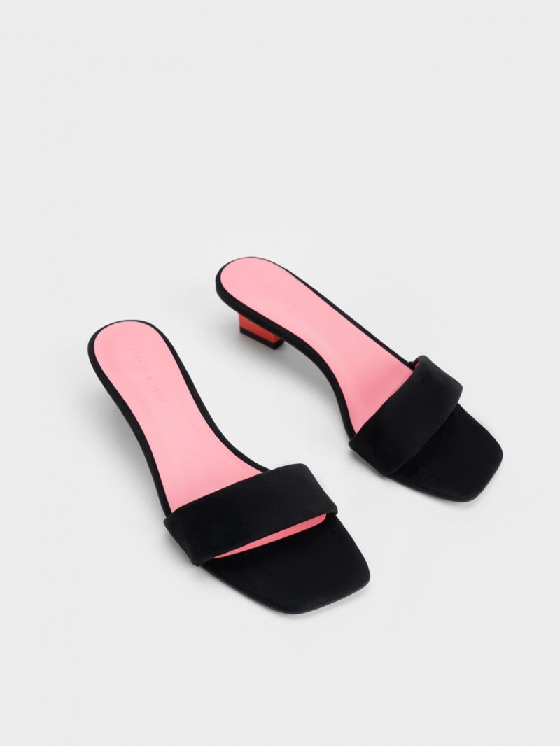 Sandale cu Toc Charles & Keith Textured Metallic Blade Negrii | 415SECBZQ