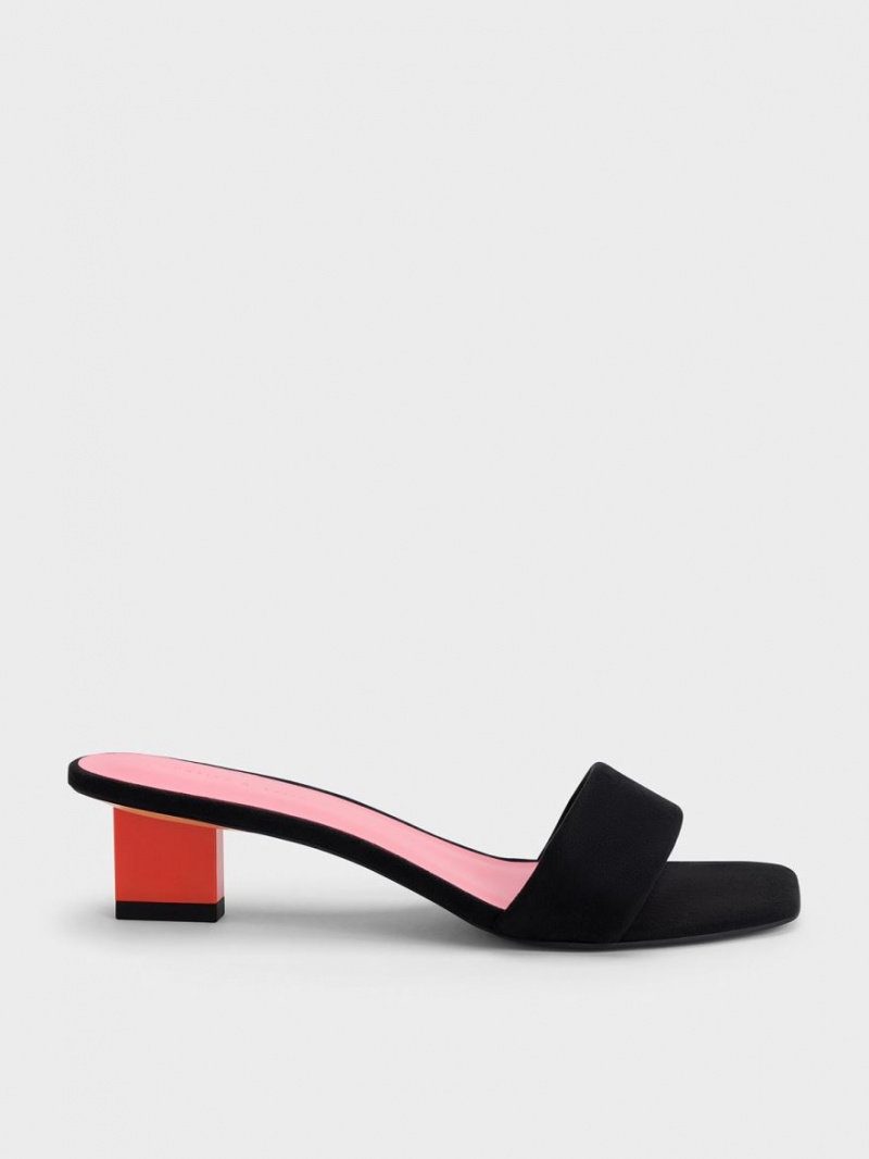 Sandale cu Toc Charles & Keith Textured Metallic Blade Negrii | 415SECBZQ