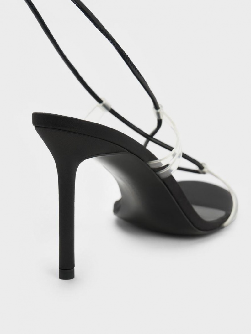 Sandale cu Toc Charles & Keith Tie-Around Negrii | 973OBHVNG