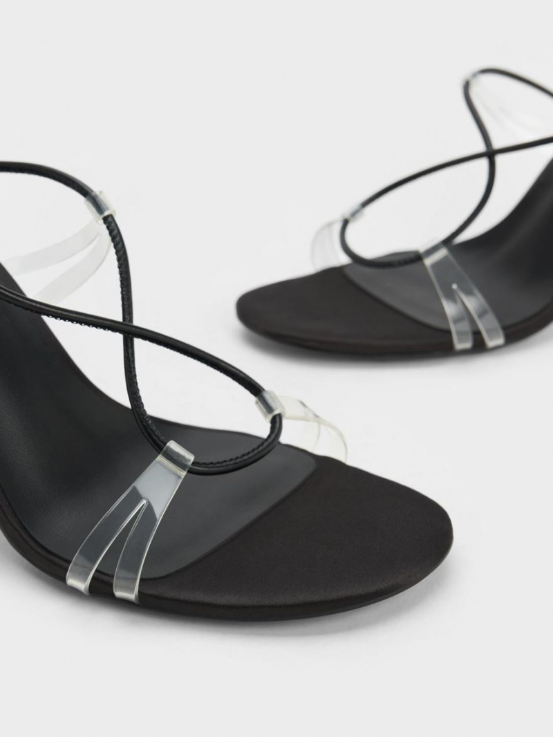 Sandale cu Toc Charles & Keith Tie-Around Negrii | 973OBHVNG