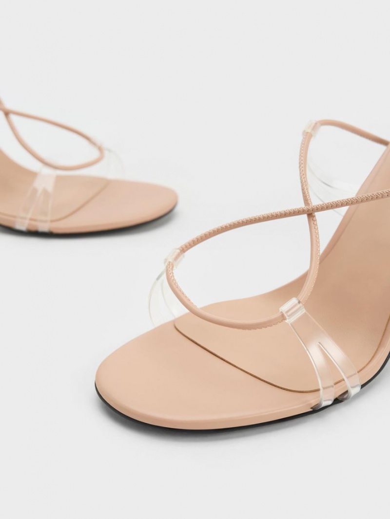 Sandale cu Toc Charles & Keith Tie-Around Bej | 802WDMIAF