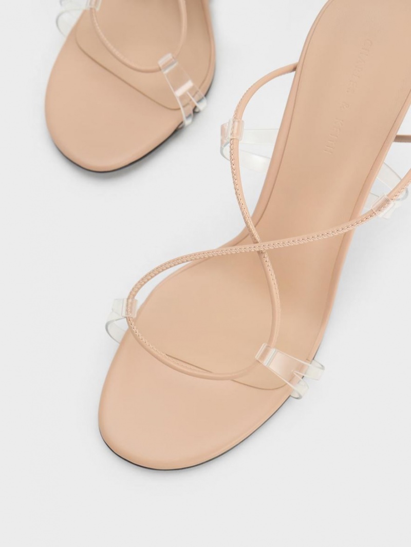 Sandale cu Toc Charles & Keith Tie-Around Bej | 802WDMIAF