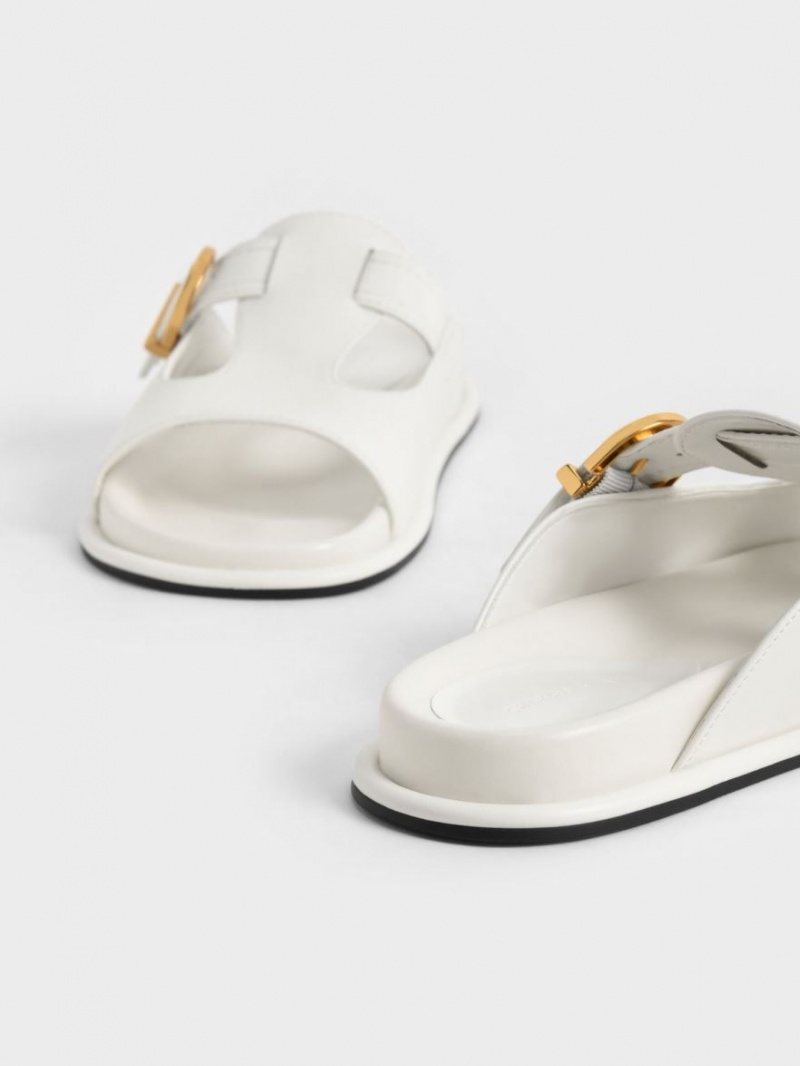 Slapi Charles & Keith Cut-Out Buckled Albi | 098KOJQAX