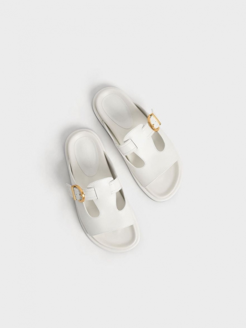 Slapi Charles & Keith Cut-Out Buckled Albi | 098KOJQAX
