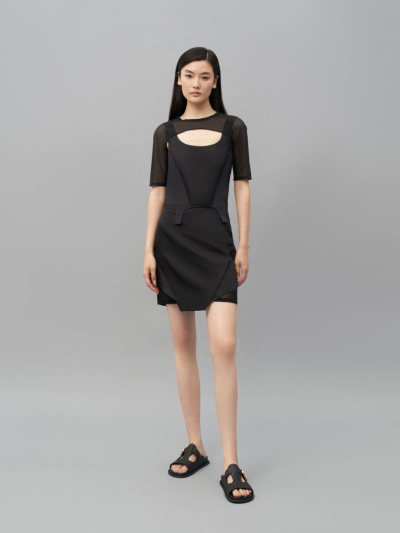 Slapi Charles & Keith Cut-Out Buckled Negrii | 279BDQRXM