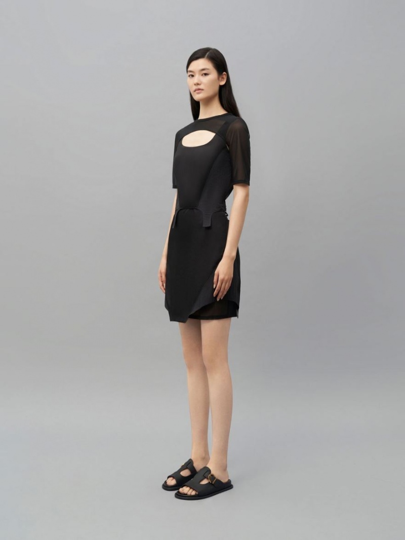 Slapi Charles & Keith Cut-Out Buckled Negrii | 279BDQRXM