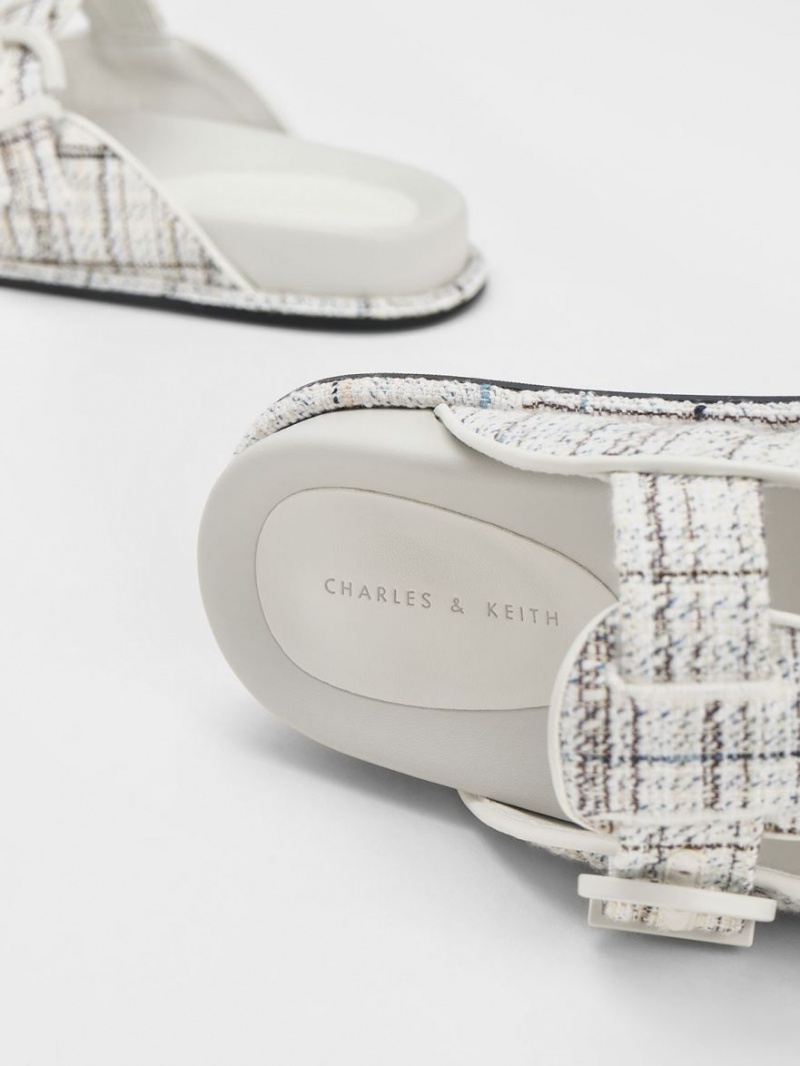 Slapi Charles & Keith Cut-Out Tweed Buckled Albi | 957XFOGCS
