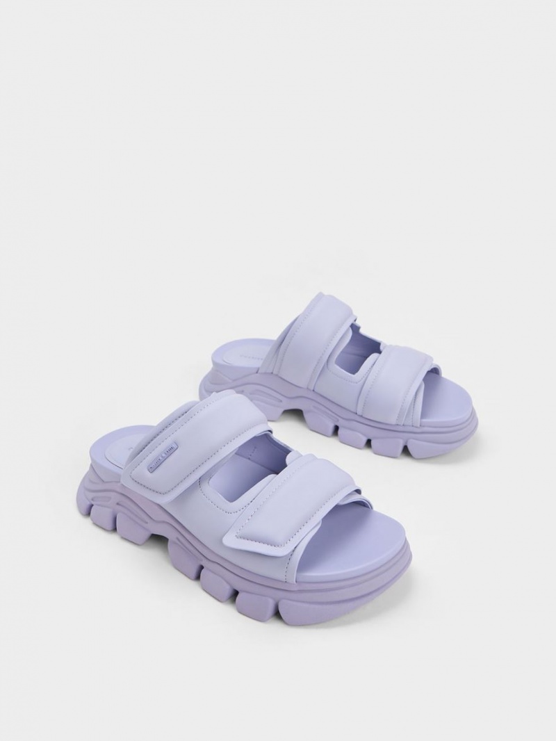 Slapi Charles & Keith Dash Double Curea Violet | 618CDAYVF