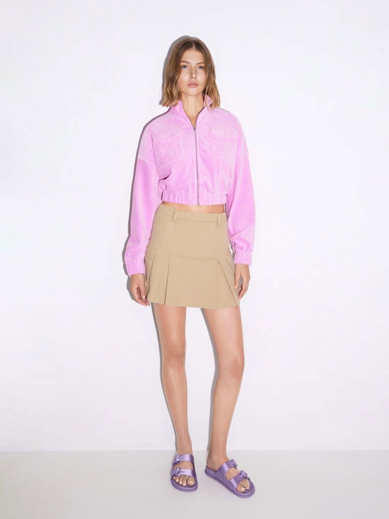 Slapi Charles & Keith Embellished Cu Catarama Recycled Polyester Violet | 457ENAKLM