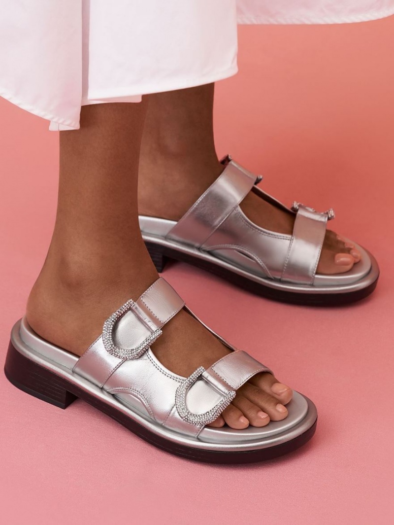 Slapi Charles & Keith Gabine Piele Argintii | 958HTMPSV