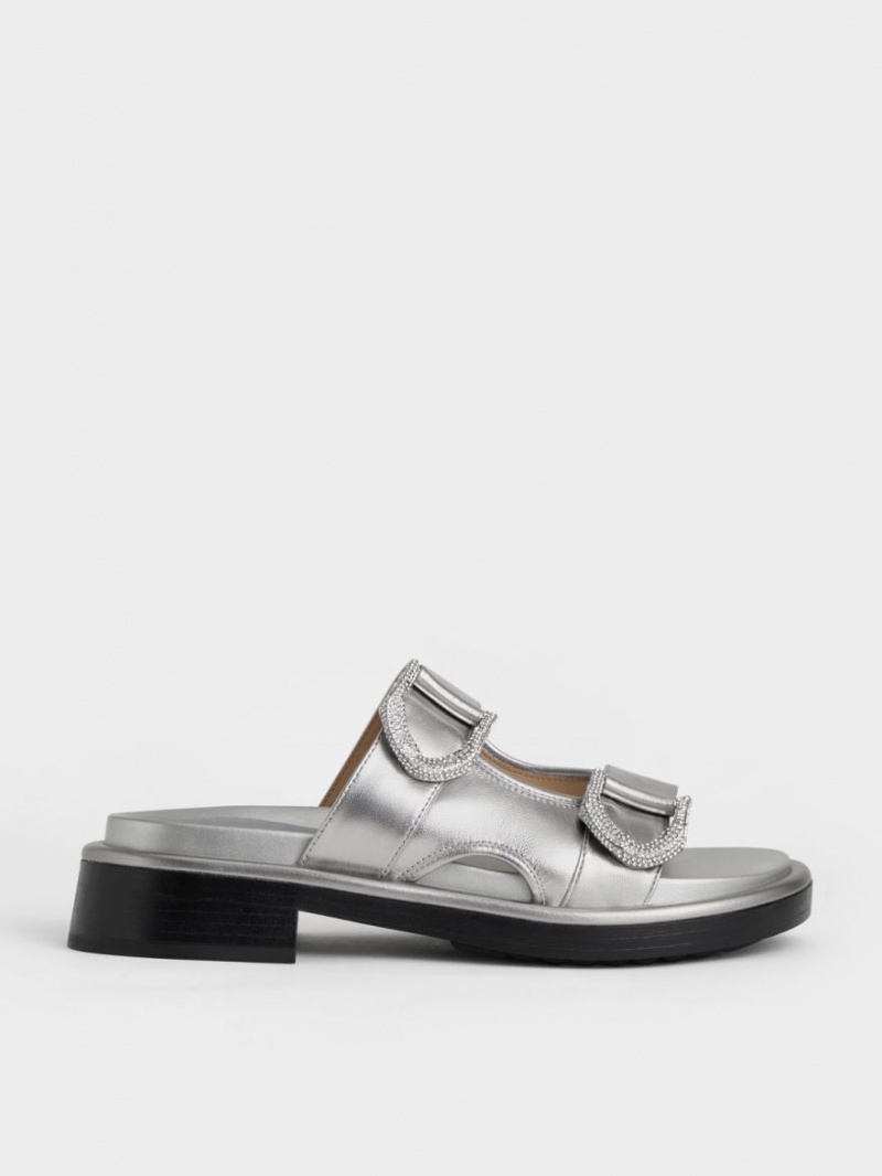 Slapi Charles & Keith Gabine Piele Argintii | 958HTMPSV