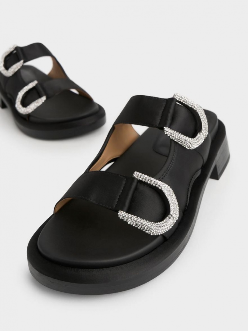 Slapi Charles & Keith Gabine Recycled Polyester Negrii | 674UCNOTA