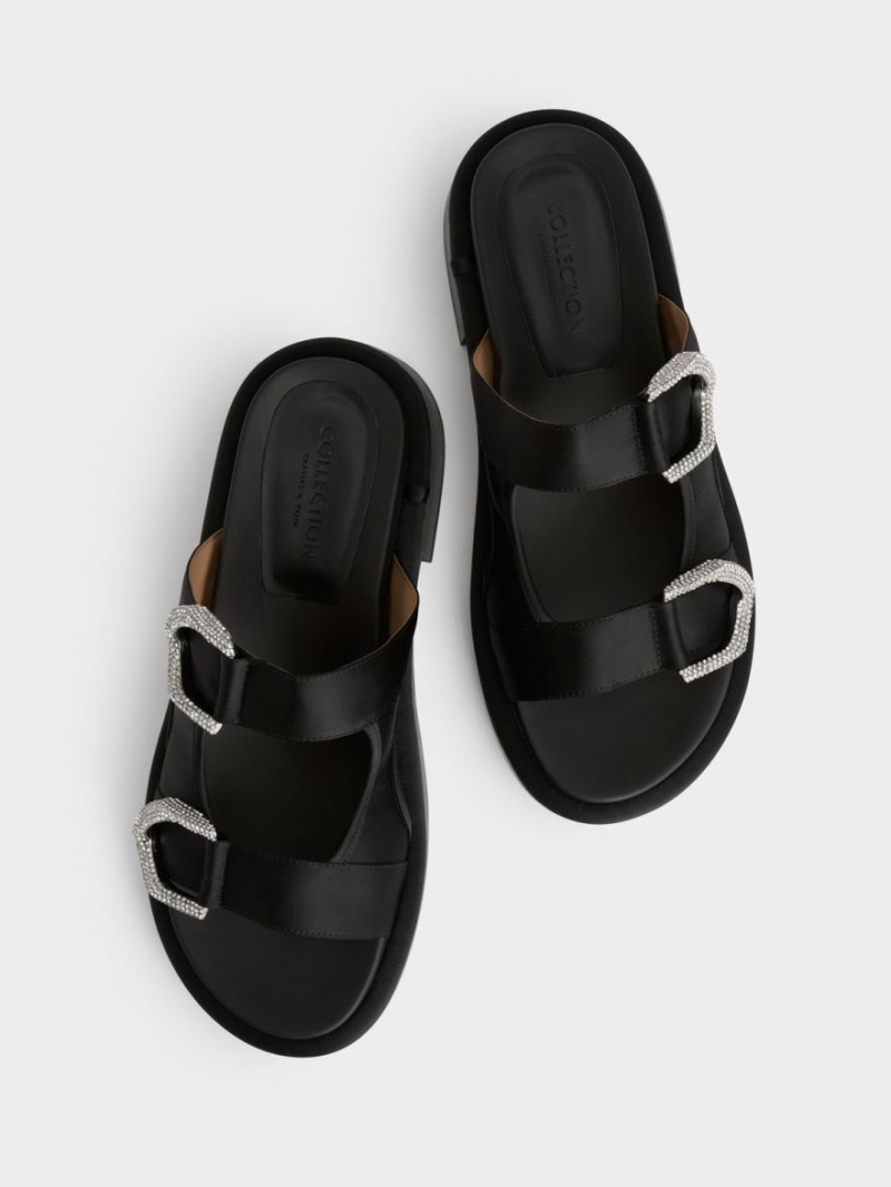Slapi Charles & Keith Gabine Recycled Polyester Negrii | 674UCNOTA