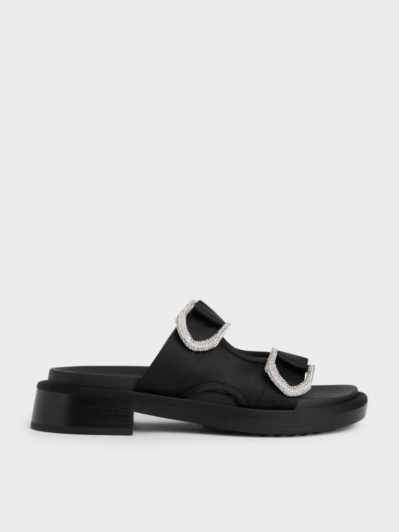 Slapi Charles & Keith Gabine Recycled Polyester Negrii | 674UCNOTA