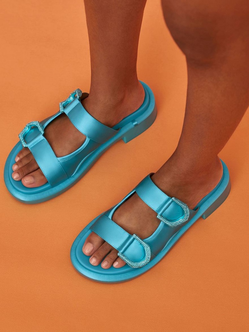 Slapi Charles & Keith Gabine Recycled Polyester Turcoaz | 798ZNBITA