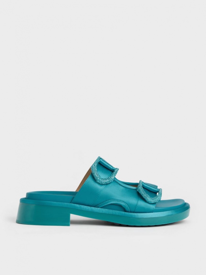 Slapi Charles & Keith Gabine Recycled Polyester Turcoaz | 798ZNBITA