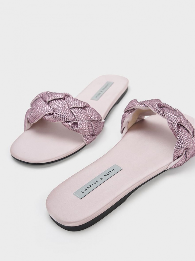 Slapi Charles & Keith Gem-Embellished Braided Curea Violet | 789RKQGAU