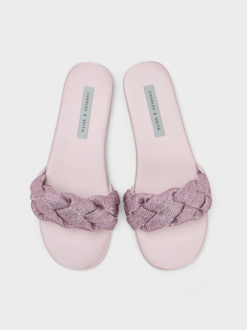 Slapi Charles & Keith Gem-Embellished Braided Curea Violet | 789RKQGAU