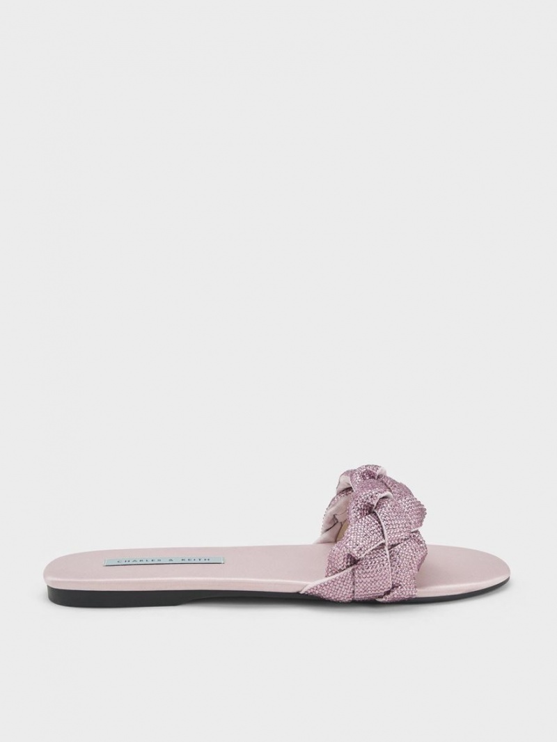 Slapi Charles & Keith Gem-Embellished Braided Curea Violet | 789RKQGAU