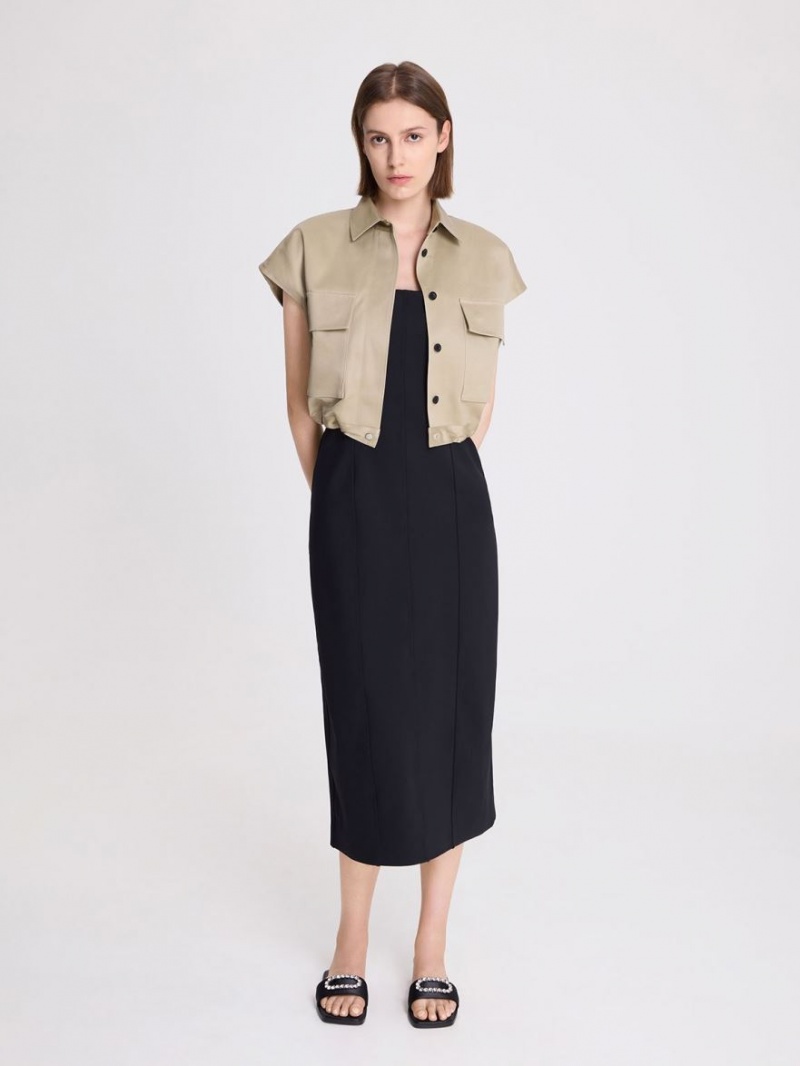 Slapi Charles & Keith Gem-Embellished Recycled Polyester Negrii | 560OLHSPN