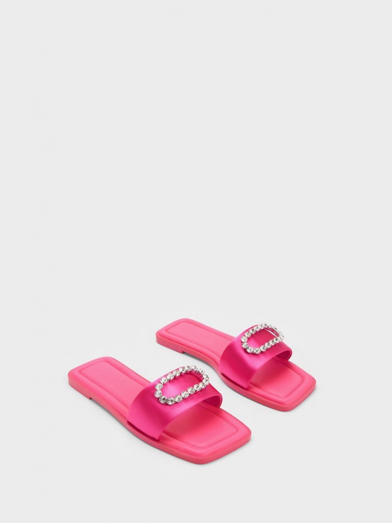 Slapi Charles & Keith Gem-Embellished Recycled Polyester Roz | 659ITKXJE
