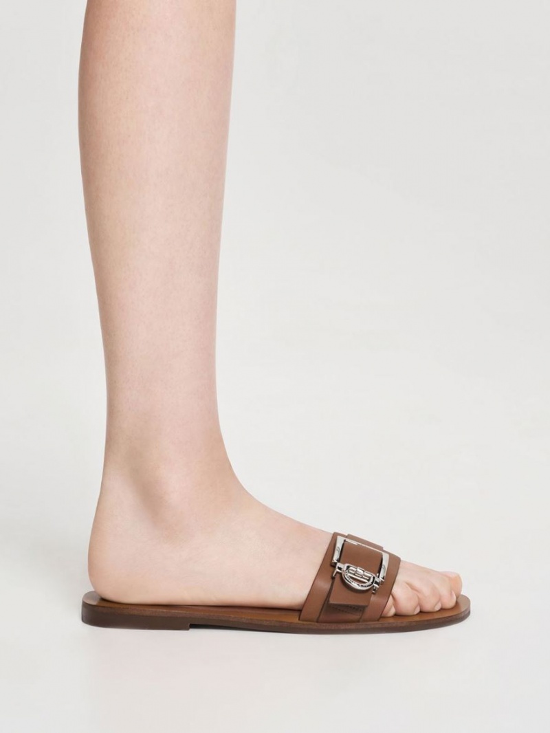 Slapi Charles & Keith Metallic Cu Catarama Maro | 021DUJBIX