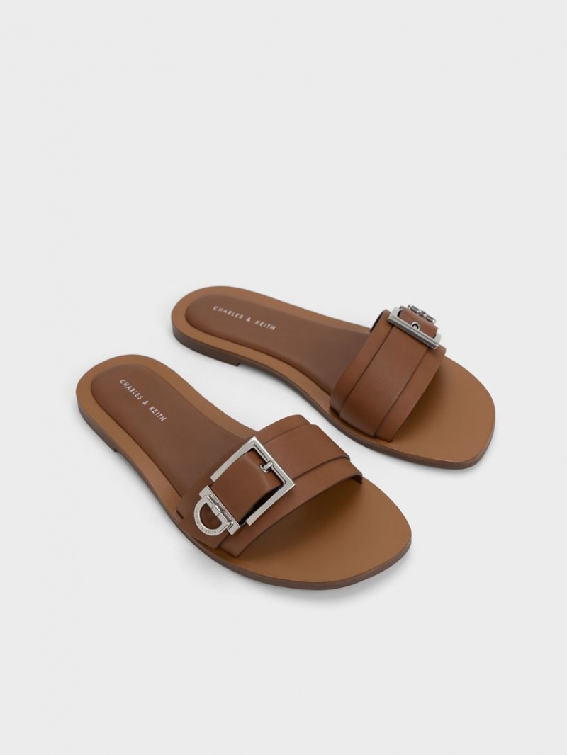 Slapi Charles & Keith Metallic Cu Catarama Maro | 021DUJBIX