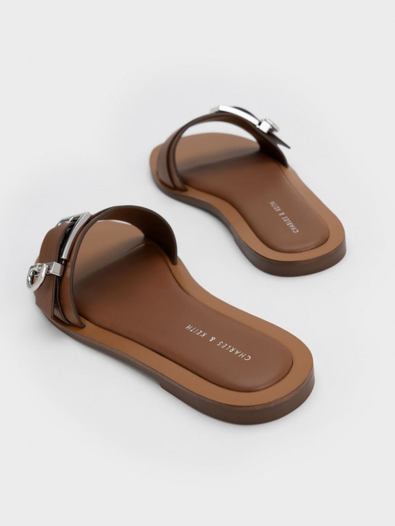 Slapi Charles & Keith Metallic Cu Catarama Maro | 021DUJBIX