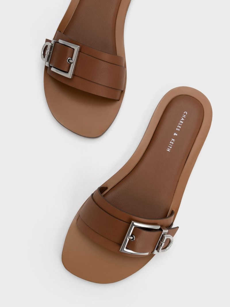 Slapi Charles & Keith Metallic Cu Catarama Maro | 021DUJBIX
