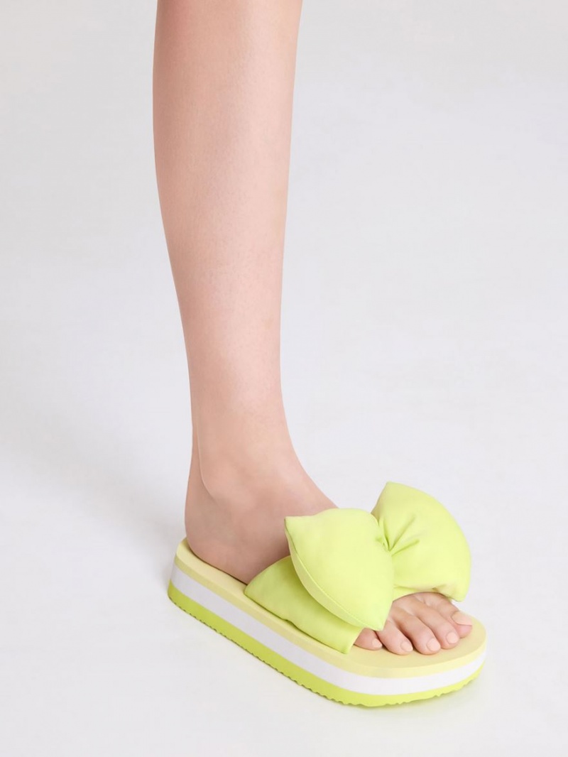 Slapi Charles & Keith Puffy Bow Verzi Deschis | 207QTSKDO