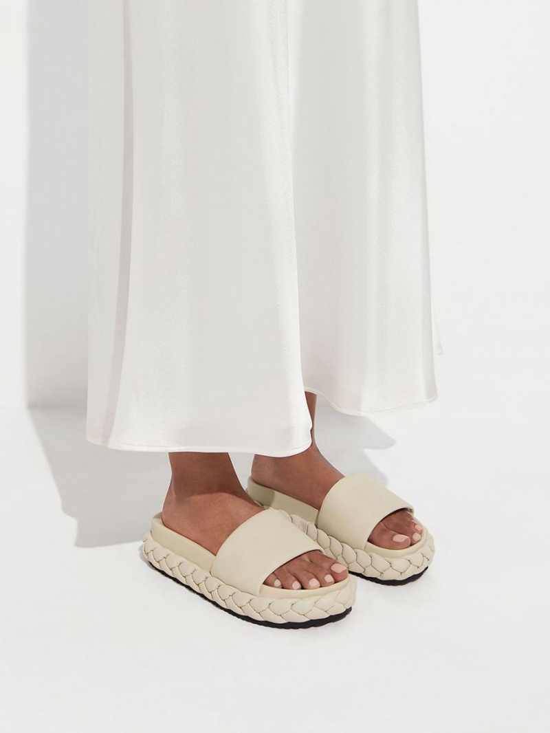 Slapi Charles & Keith Tali Piele Braided Bej | 769JTHVZC
