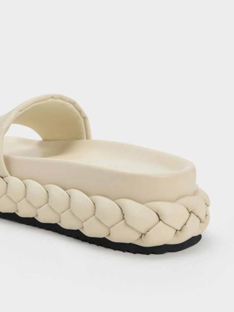 Slapi Charles & Keith Tali Piele Braided Bej | 769JTHVZC