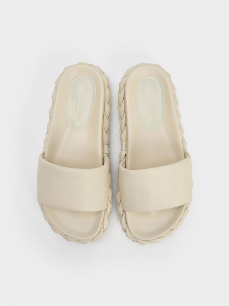 Slapi Charles & Keith Tali Piele Braided Bej | 769JTHVZC