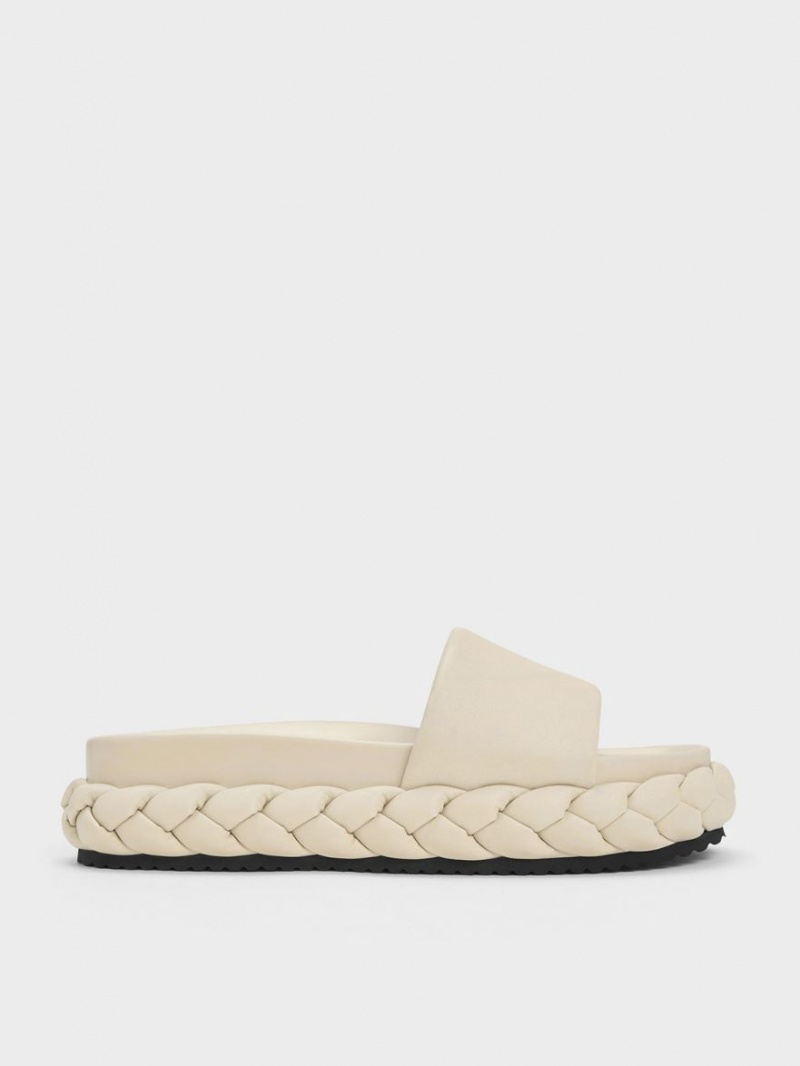 Slapi Charles & Keith Tali Piele Braided Bej | 769JTHVZC